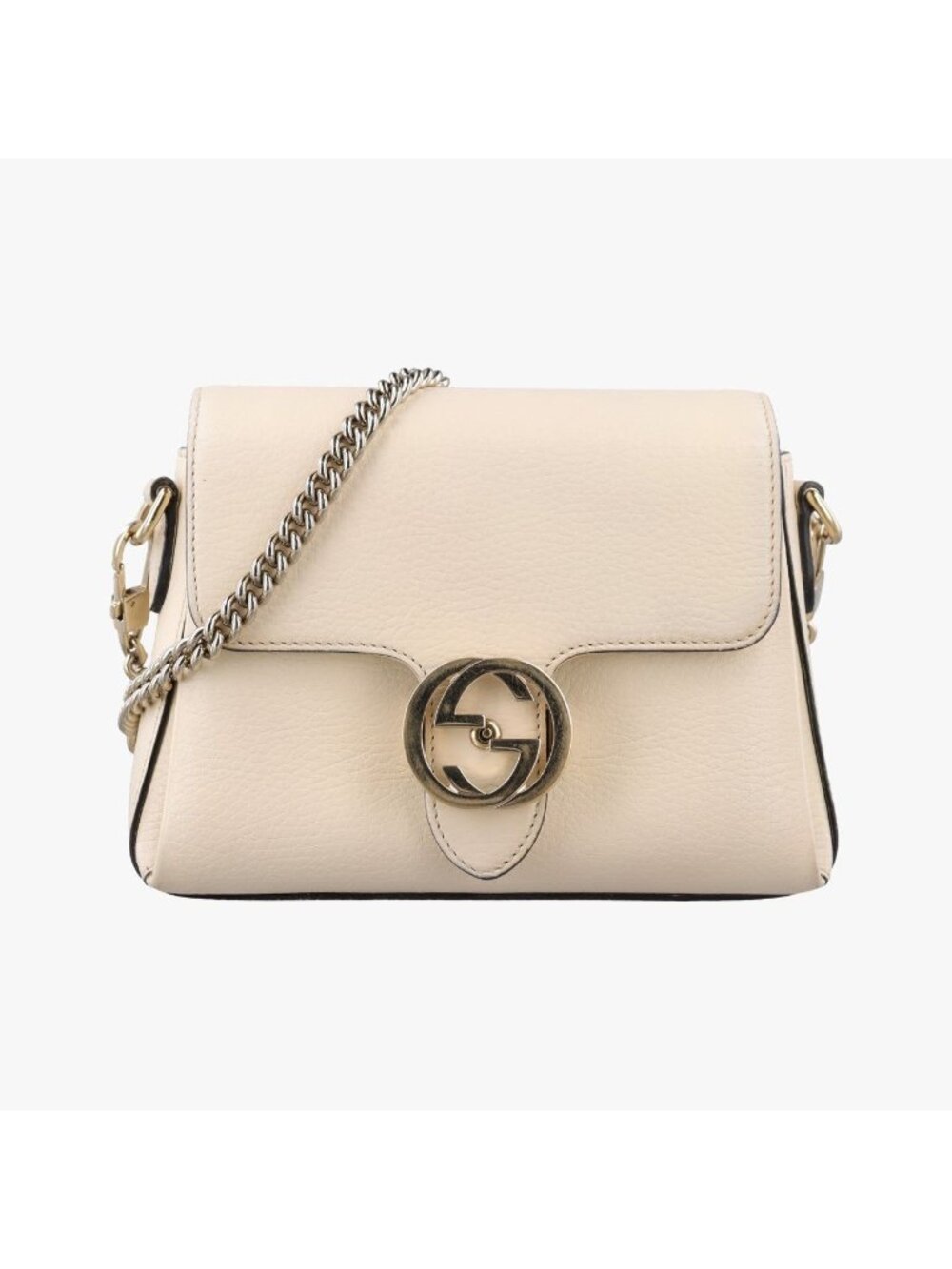 Gucci Interlocking G White Leather Shoulder Bag